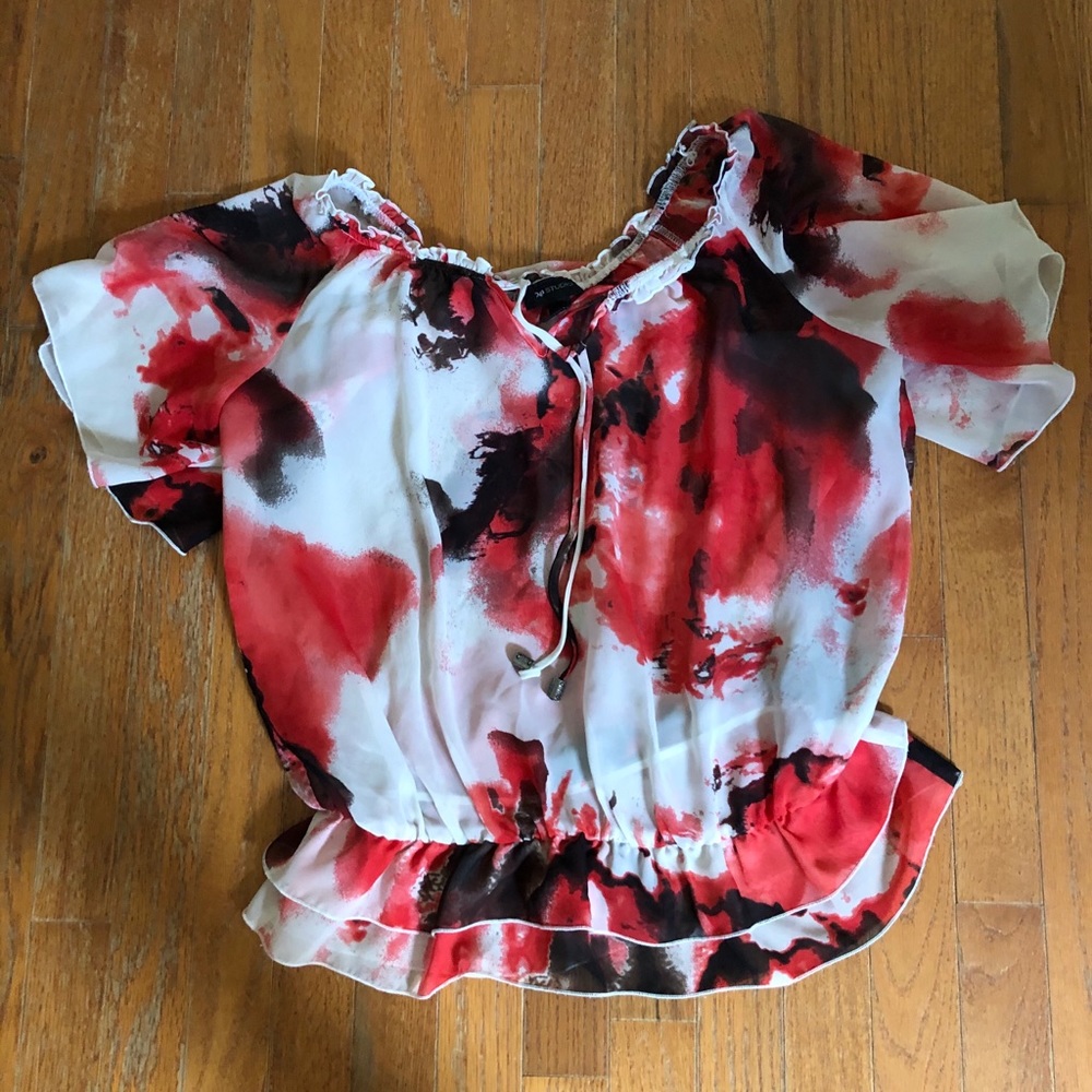 Floral sheer scrunch top